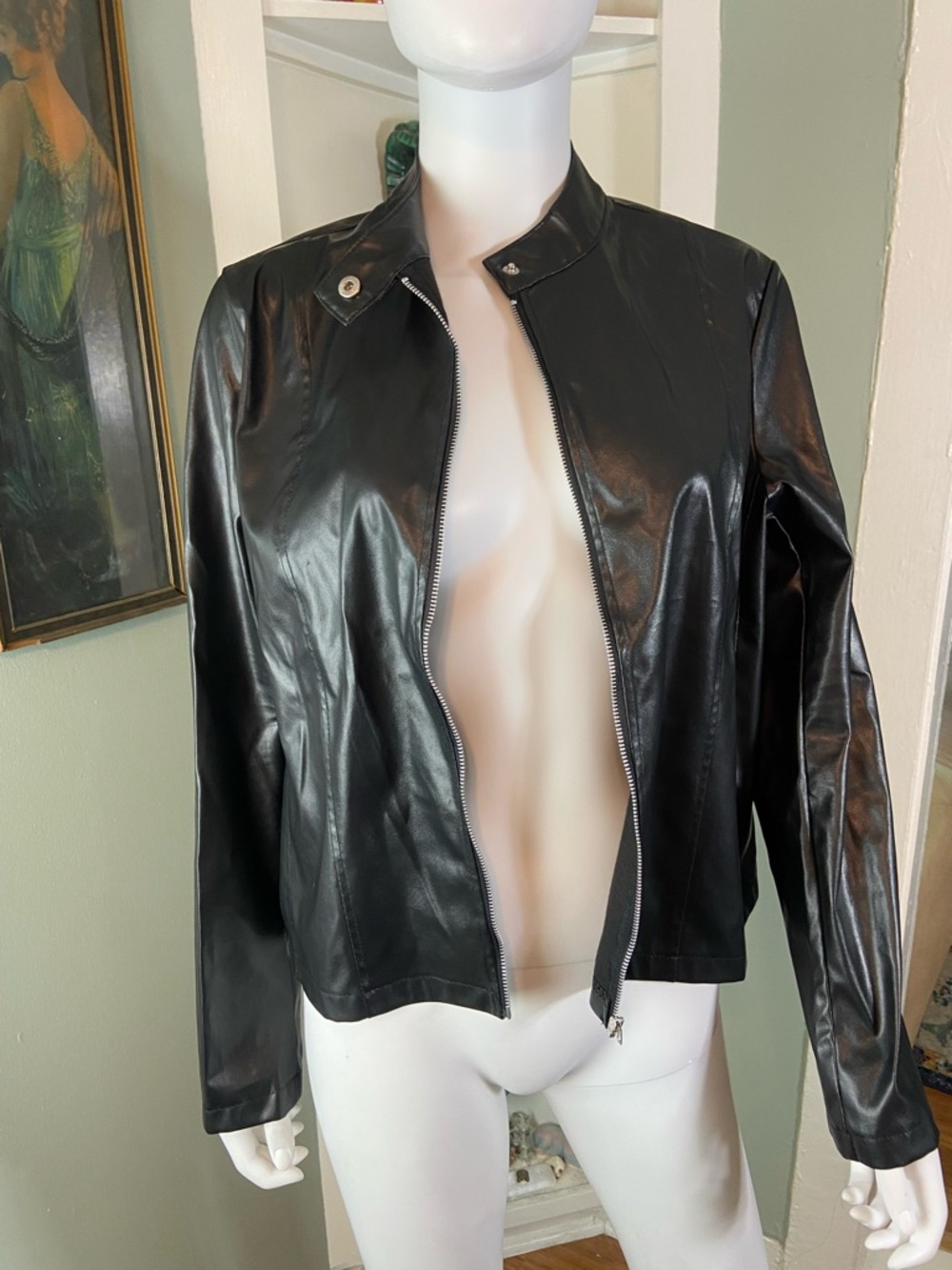 3/$12 Polyurethane Faux-Leather Moto Motorcycle Jacket Windbreaker Vinyl - Picture 2 of 11
